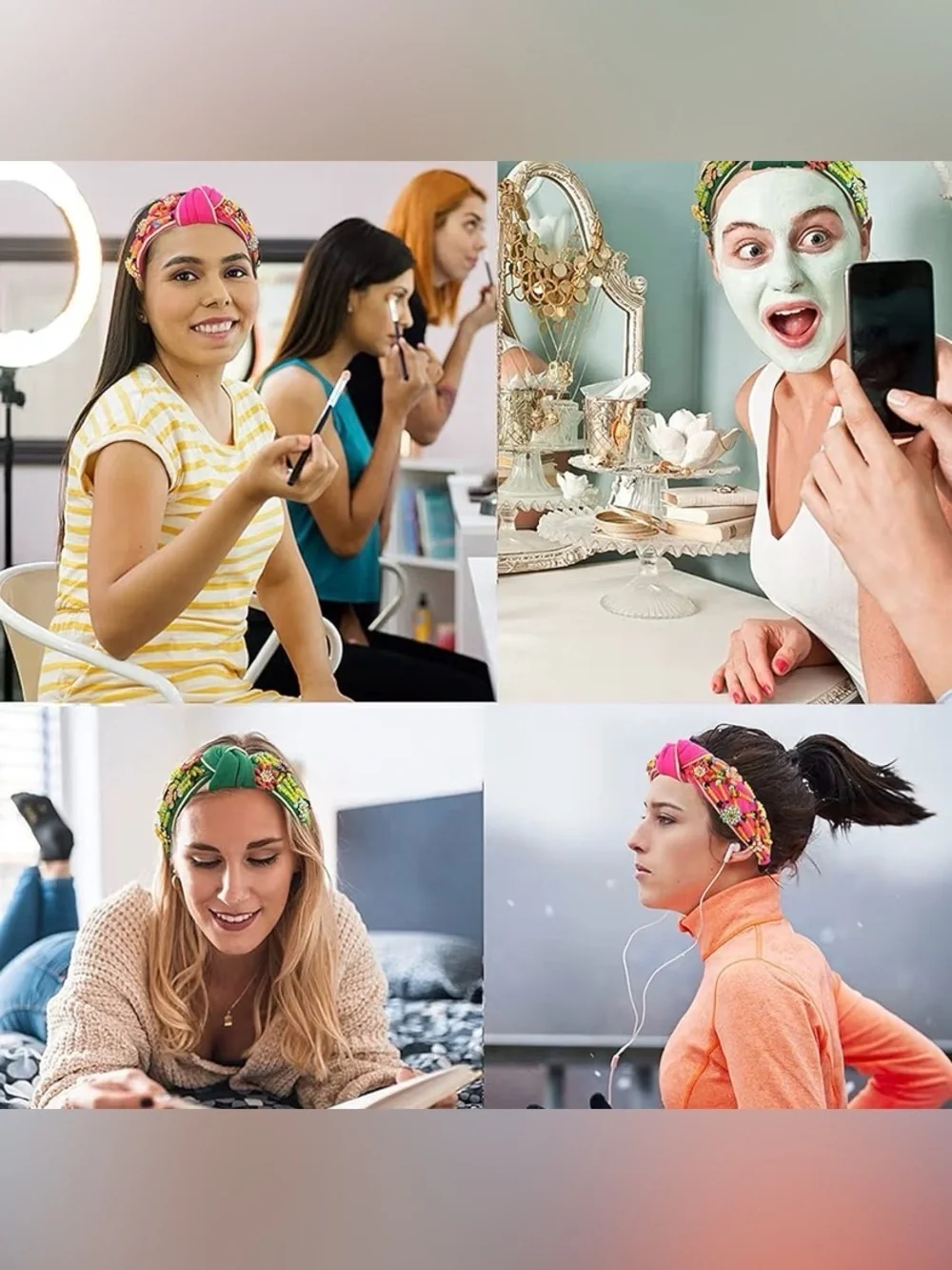 Rhinestone Crystal Wide Headbands Women Knot Turban Handmade jeweled headband